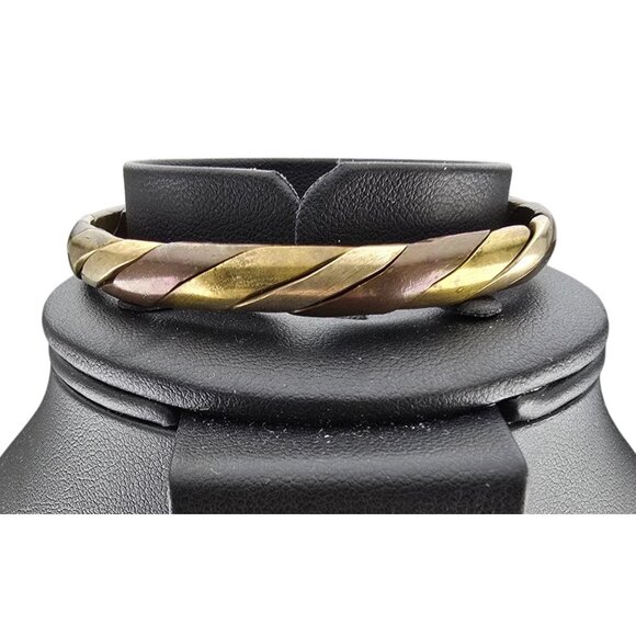 Unbranded Jewelry - Vintage 3 Color Twisted Brass & Copper Cuff Bracelet 26 grams Adjustable Braided